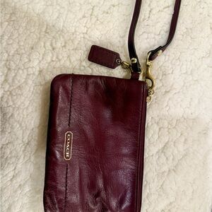 Coach Dark Red Leather Wristlet